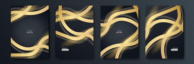 Fondo abstracto negro dorado elegante premium de lujo moderno con patrón de textura de líneas