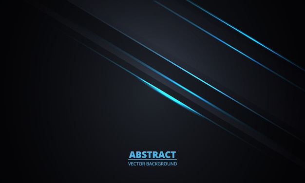 Fondo abstracto negro Fondo gris oscuro con líneas luminosas azules y reflejos.