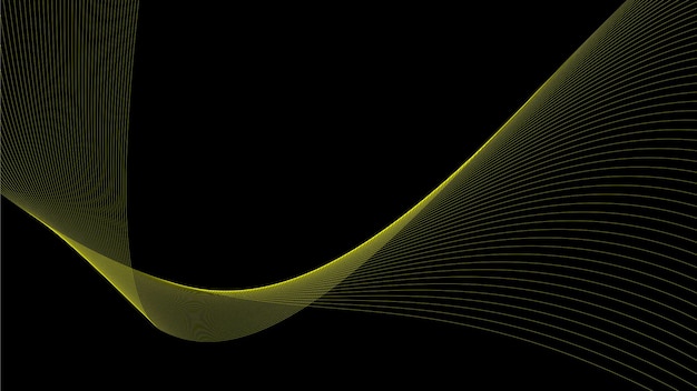 Fondo abstracto negro con línea curva amarilla para fondo o presentación