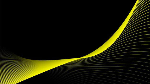 Fondo abstracto negro con línea curva amarilla para fondo o presentación
