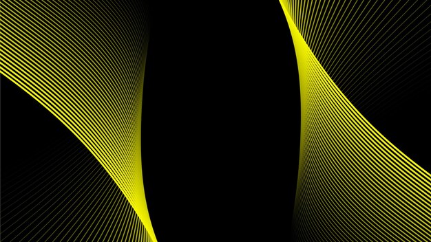 Fondo abstracto negro con línea curva amarilla para fondo o presentación