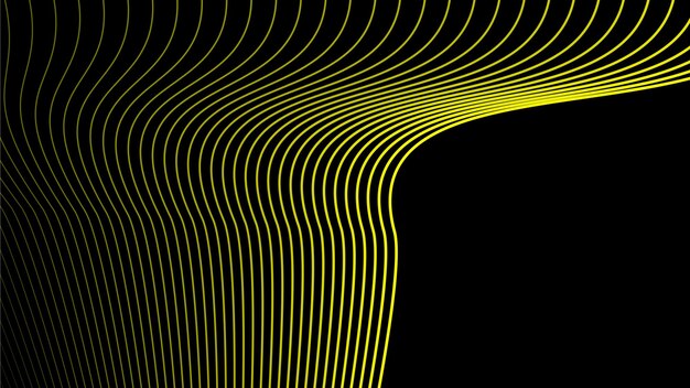 Fondo abstracto negro con línea curva amarilla para fondo o presentación