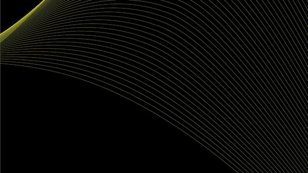 Fondo abstracto negro con línea curva amarilla para fondo o presentación