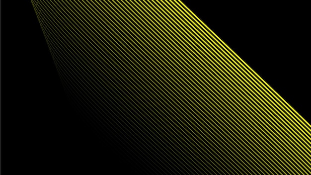 Fondo abstracto negro con línea curva amarilla para fondo o presentación