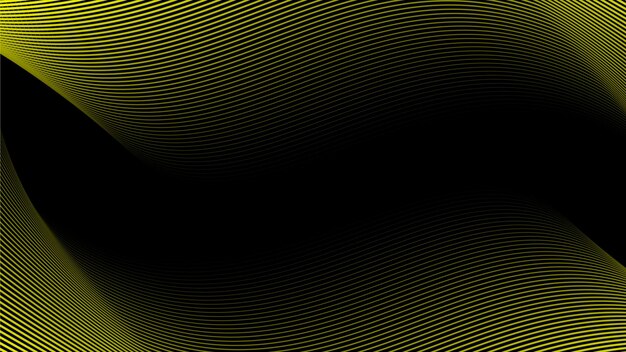 Fondo abstracto negro con línea curva amarilla para fondo o presentación