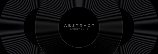 Fondo abstracto negro con líneas circulares Anillos de gradiente gris negro moderno Apto para pancartas