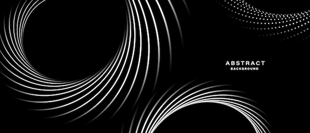 Fondo abstracto negro con líneas de círculo en espiral