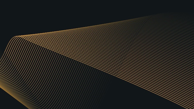 Fondo abstracto negro con líneas curvas doradas para el fondo o la presentación