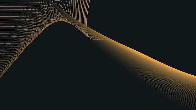 Fondo abstracto negro con líneas curvas doradas para el fondo o la presentación