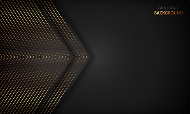 Fondo abstracto negro con líneas doradas. Concepto de lujo moderno.