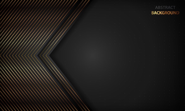 Fondo abstracto negro con líneas doradas. Concepto de lujo moderno.