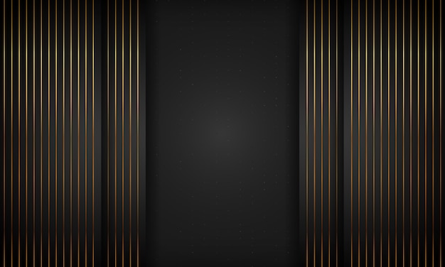 Fondo abstracto negro con líneas doradas. Concepto de lujo moderno.