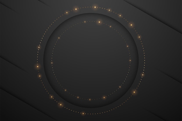 Fondo abstracto negro líneas tecnología geométrica moderna forma dinámica con ilustración de vector de luz dorada