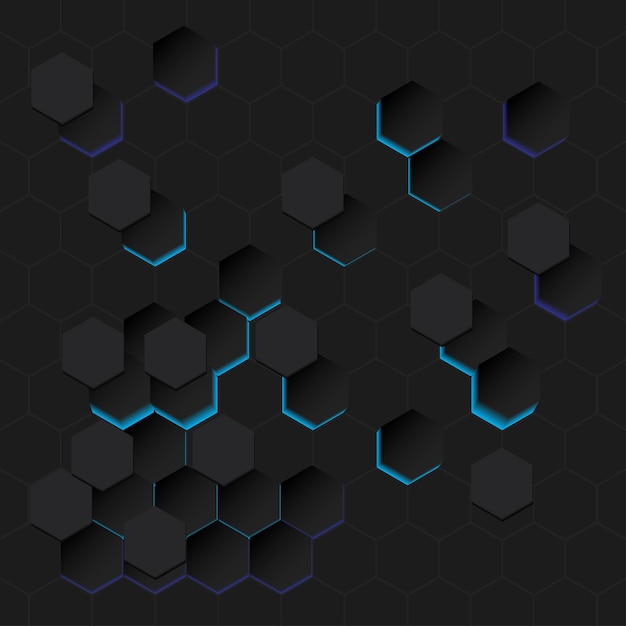 Fondo abstracto negro patrón hexagonal
