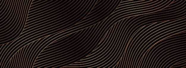 Fondo abstracto negro con patrón ondulado dorado