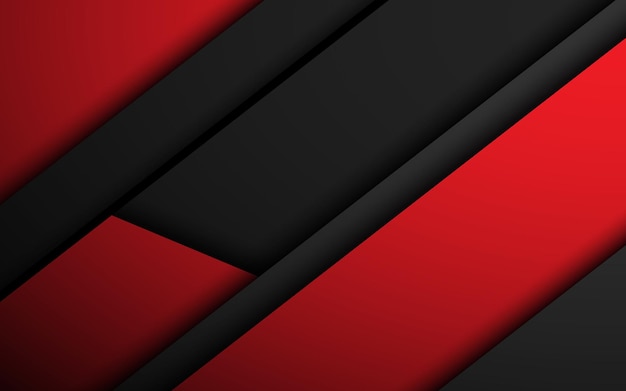 Fondo abstracto negro y rojo Formas y líneas geométricas oblicuas para el diseño plantilla de bandera capas una encima de la otra papel tapiz de ilustración vectorial