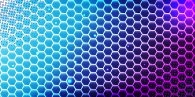 Fondo abstracto de neón hexagonal