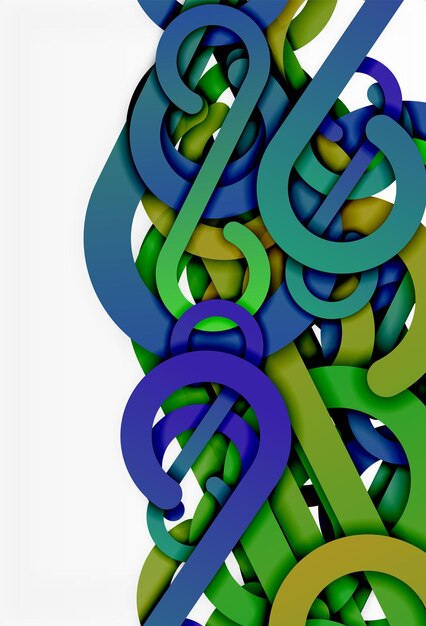 Fondo abstracto de nudo de rayas Líneas de onda geométricas modernas Líneas de remolino onduladas de arte de papel 3d sobre fondo blanco