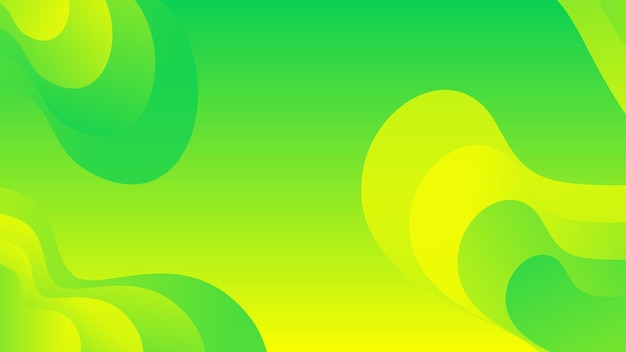 Fondo abstracto de onda fluida degradado verde y amarillo