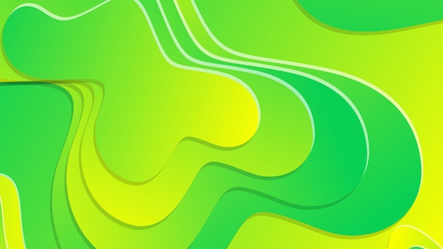 Fondo abstracto de onda fluida degradado verde y amarillo