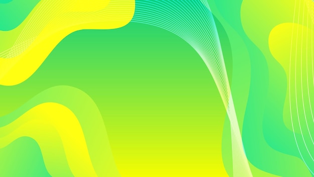 Fondo abstracto de onda fluida degradado verde y amarillo
