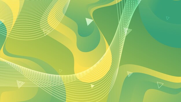 Fondo abstracto de onda fluida degradado verde y amarillo