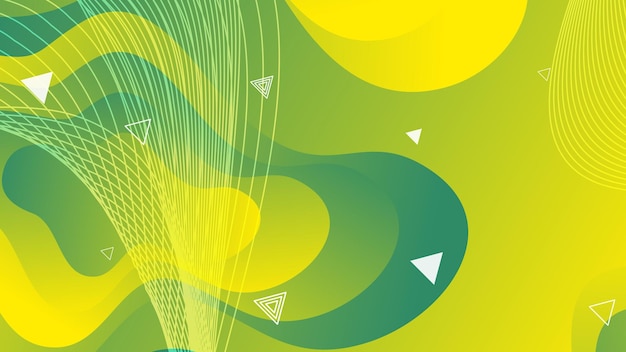 Fondo abstracto de onda fluida degradado verde y amarillo