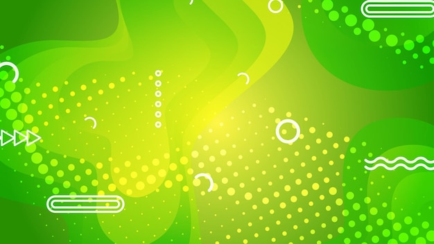 Fondo abstracto de onda fluida degradado verde y amarillo