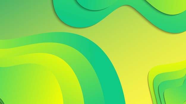 Fondo abstracto de onda fluida degradado verde y amarillo