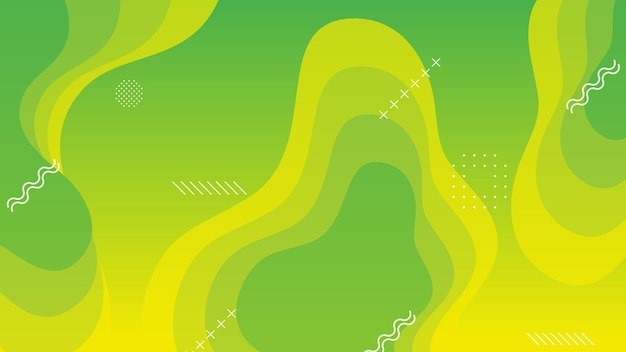 Fondo abstracto de onda fluida degradado verde y amarillo