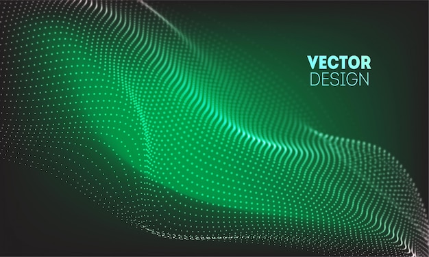 Fondo abstracto de onda futurista 3d. Puntos de línea ondulada. Concepto de tecnología. Big data