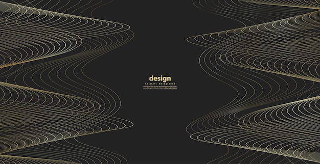 Fondo abstracto con onda de línea dorada Estilo de lujo Patrón técnico Línea ondulada curva franja lisa Ilustración vectorial