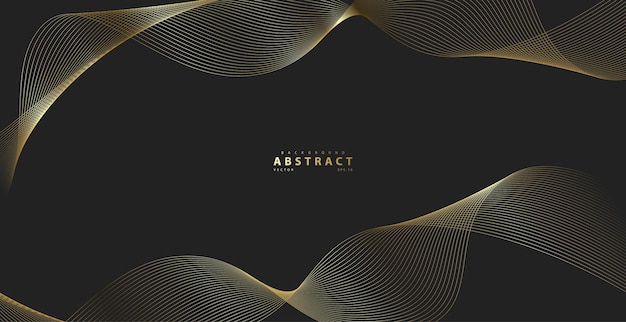 Fondo abstracto con onda de línea dorada Estilo de lujo Patrón tecnológico Línea ondulada curva franja lisa Ilustración vectorial