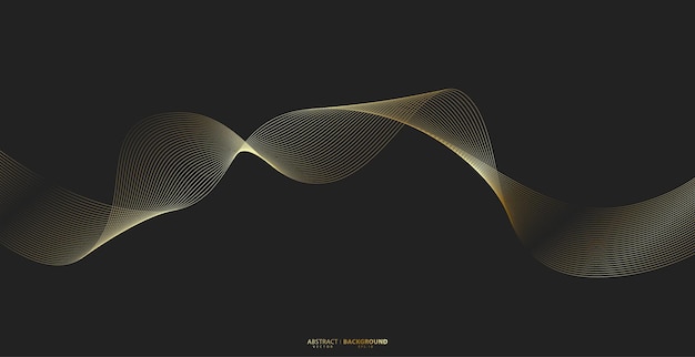 Fondo abstracto con onda de línea dorada Estilo de lujo Patrón tecnológico Línea ondulada curva franja lisa Ilustración vectorial