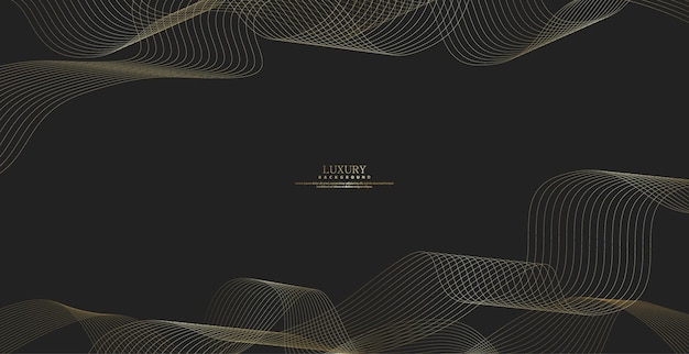 Fondo abstracto con onda de línea dorada Estilo de lujo Patrón tecnológico Línea ondulada curva franja lisa Ilustración vectorial