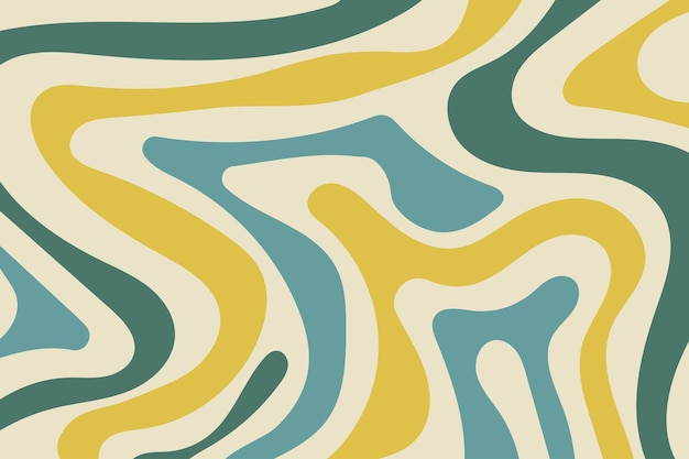 Fondo abstracto con ondas distorsionadas estilo de los años 60 y 70 patrón de ondas psicodélicas de moda