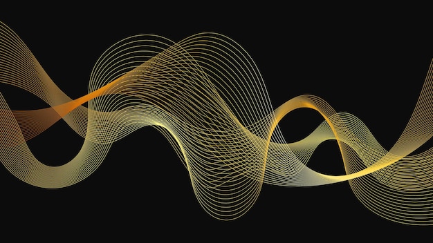 Fondo abstracto con ondas doradas de lujo sobre fondo oscuro Diseño de onda de fondo de tecnología moderna Ilustración vectorial