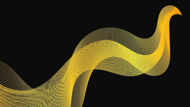 Fondo abstracto con ondas doradas de lujo sobre fondo oscuro Diseño de onda de fondo de tecnología moderna Ilustración vectorial