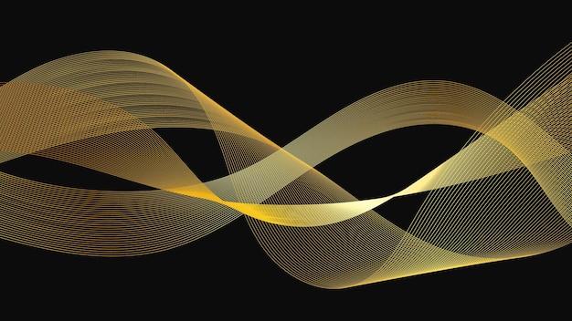 Fondo abstracto con ondas doradas de lujo sobre fondo oscuro Diseño de onda de fondo de tecnología moderna Ilustración vectorial