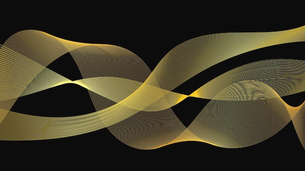 Fondo abstracto con ondas doradas de lujo sobre fondo oscuro Diseño de onda de fondo de tecnología moderna Ilustración vectorial
