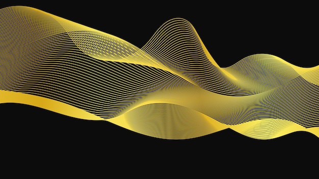 Fondo abstracto con ondas doradas de lujo sobre fondo oscuro Diseño de onda de fondo de tecnología moderna Ilustración vectorial