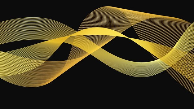 Fondo abstracto con ondas doradas de lujo sobre fondo oscuro Diseño de onda de fondo de tecnología moderna Ilustración vectorial