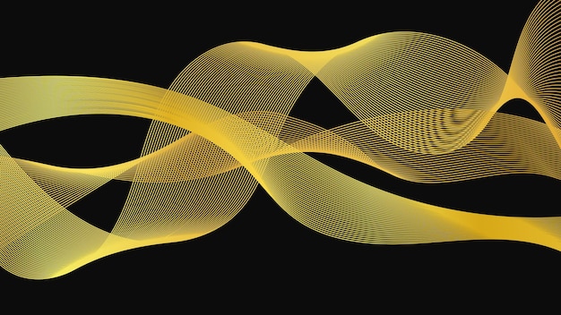 Fondo abstracto con ondas doradas de lujo sobre fondo oscuro Diseño de onda de fondo de tecnología moderna Ilustración vectorial