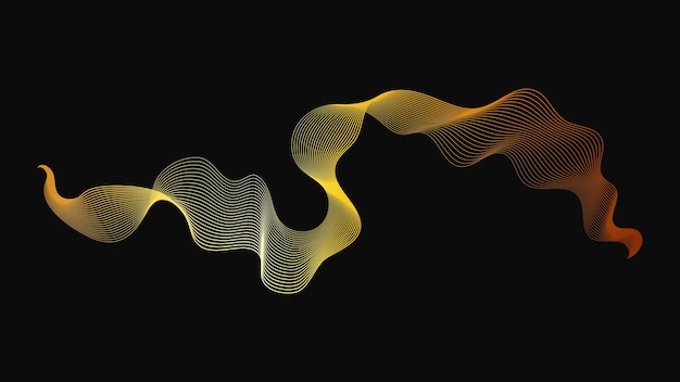 Fondo abstracto con ondas doradas de lujo sobre fondo oscuro Diseño de onda de fondo de tecnología moderna Ilustración vectorial