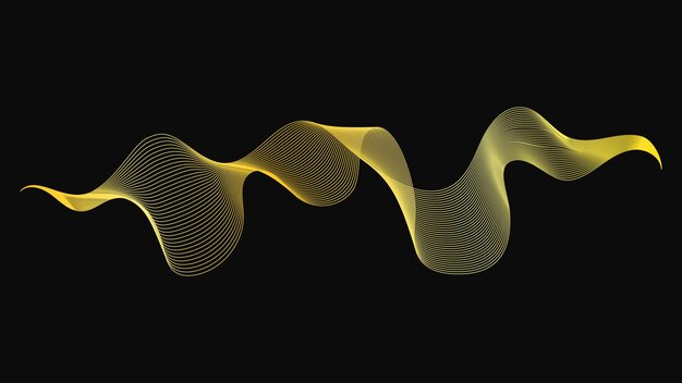 Fondo abstracto con ondas doradas de lujo sobre fondo oscuro Diseño de onda de fondo de tecnología moderna Ilustración vectorial