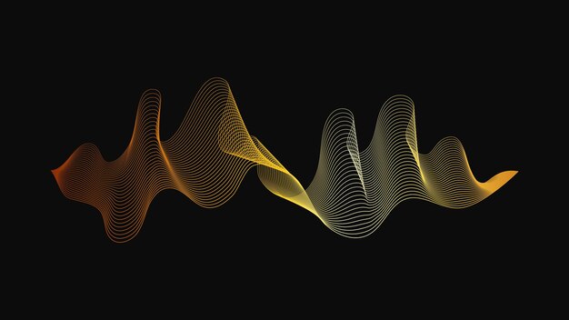 Fondo abstracto con ondas doradas de lujo sobre fondo oscuro Fondo de tecnología moderna