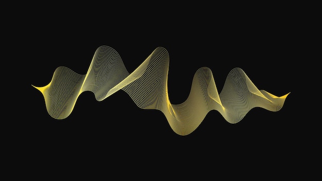 Fondo abstracto con ondas doradas de lujo sobre fondo oscuro Fondo de tecnología moderna