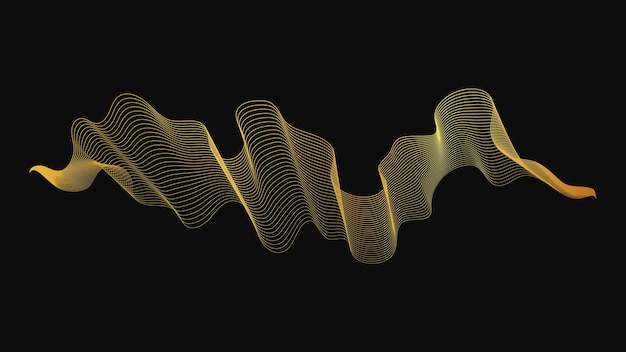 Fondo abstracto con ondas doradas de lujo sobre fondo oscuro Fondo de tecnología moderna