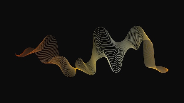 Fondo abstracto con ondas doradas de lujo sobre fondo oscuro Fondo de tecnología moderna