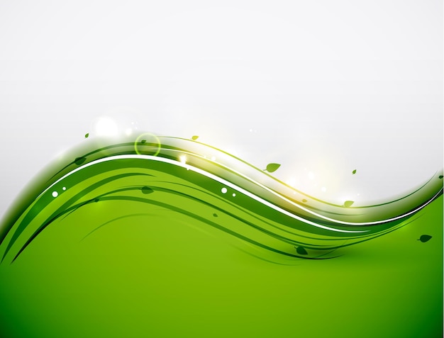 Fondo abstracto de ondas florales verdes